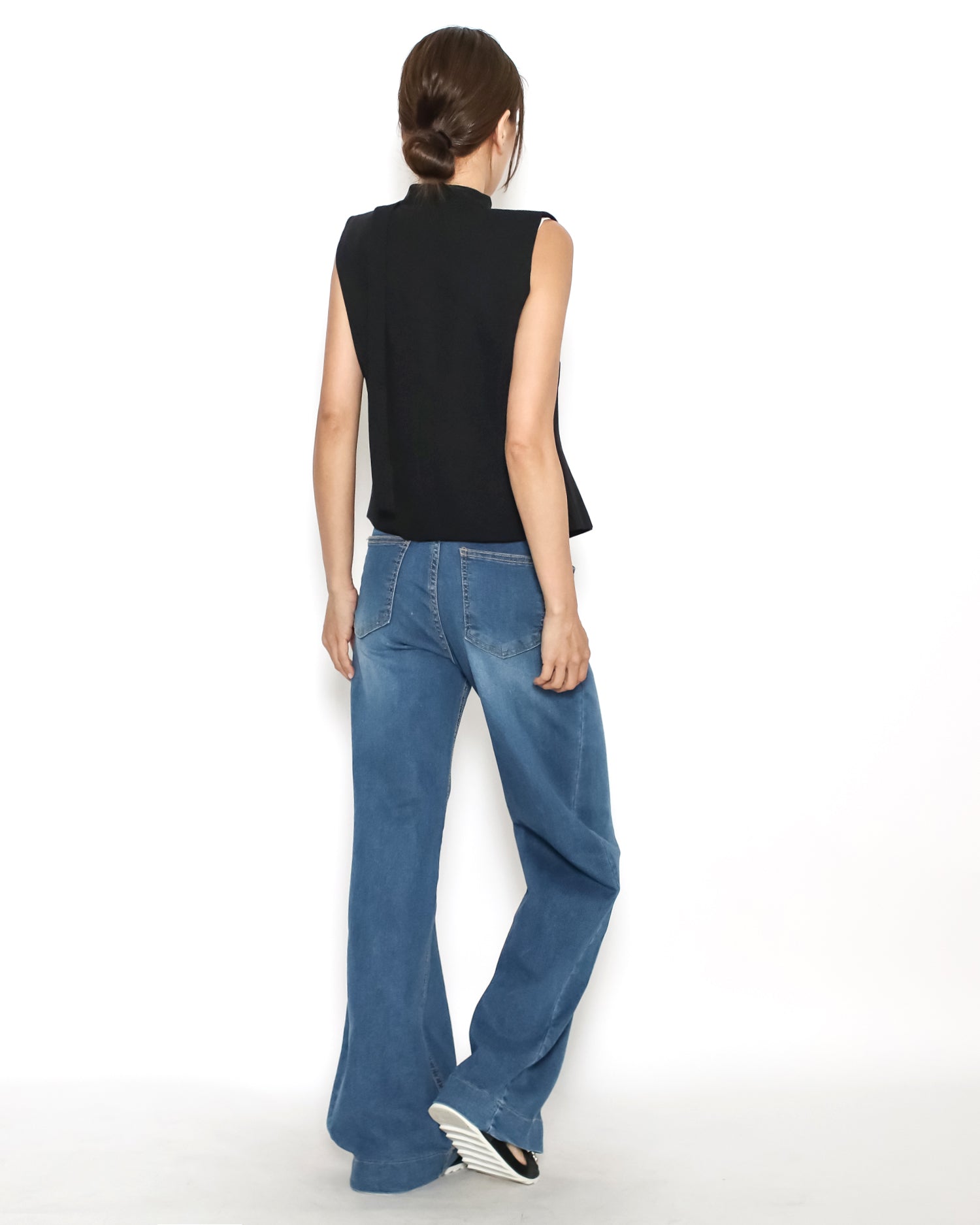 black lace hem with wrap neckline vest blazer *pre-order*