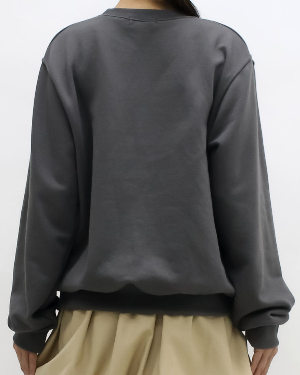 grey embroidered front sweatshirt