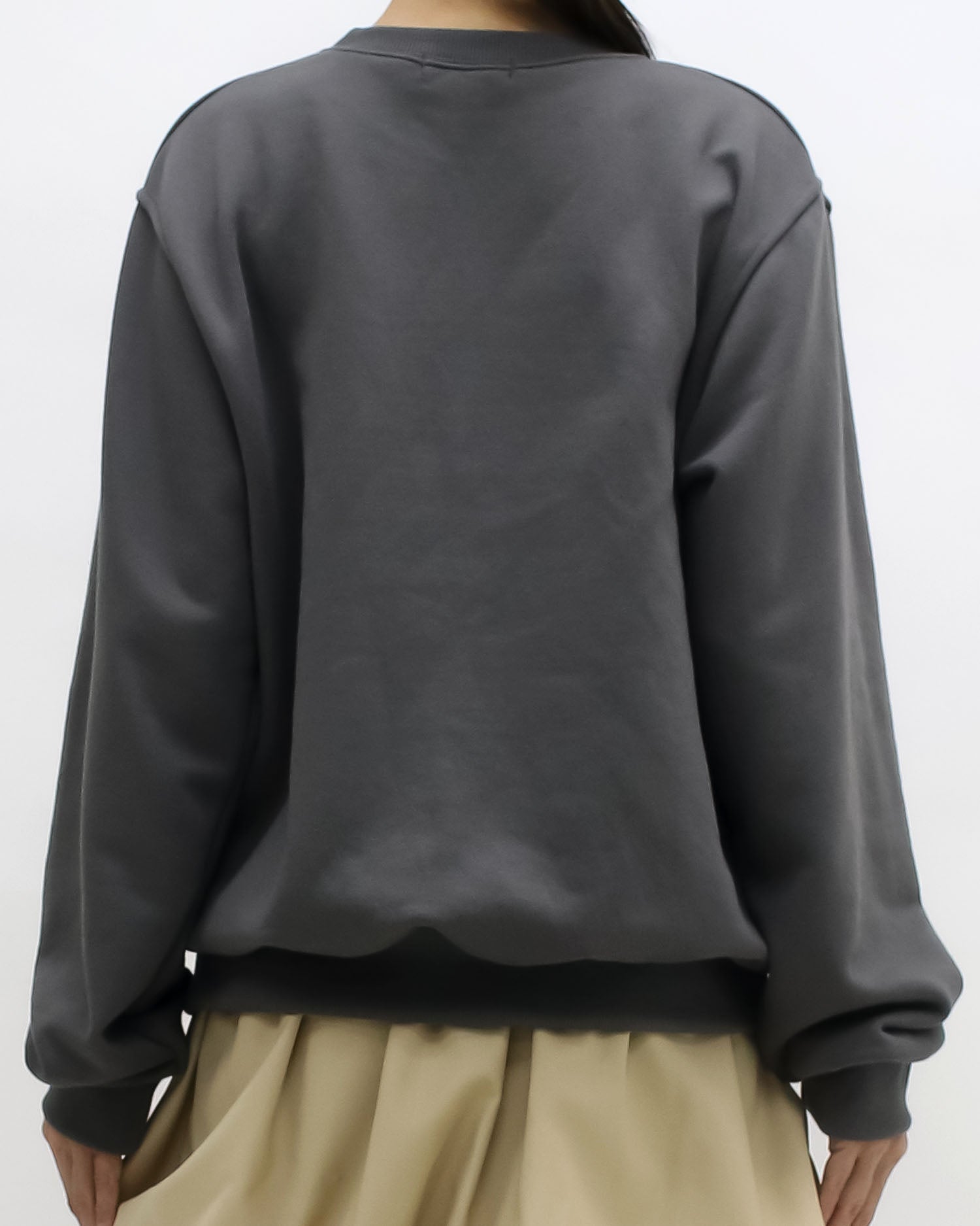 grey embroidered front sweatshirt