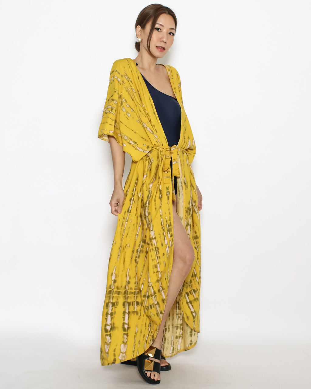 yellow printed slinky cover-up kimono *pre-order*