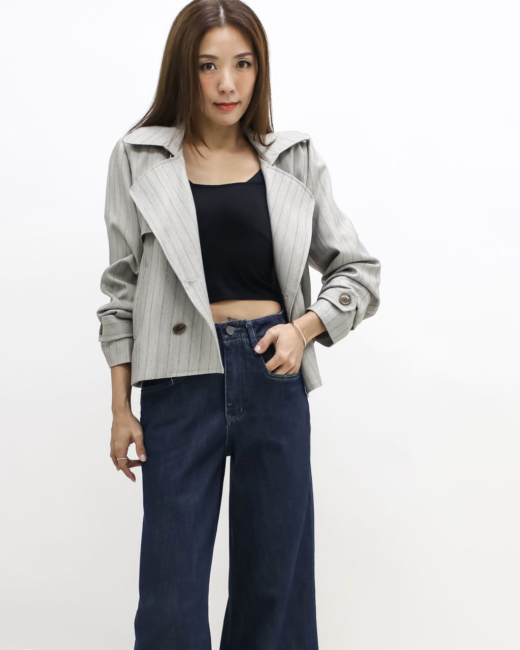 beige stripes blazer jacket *pre-order*