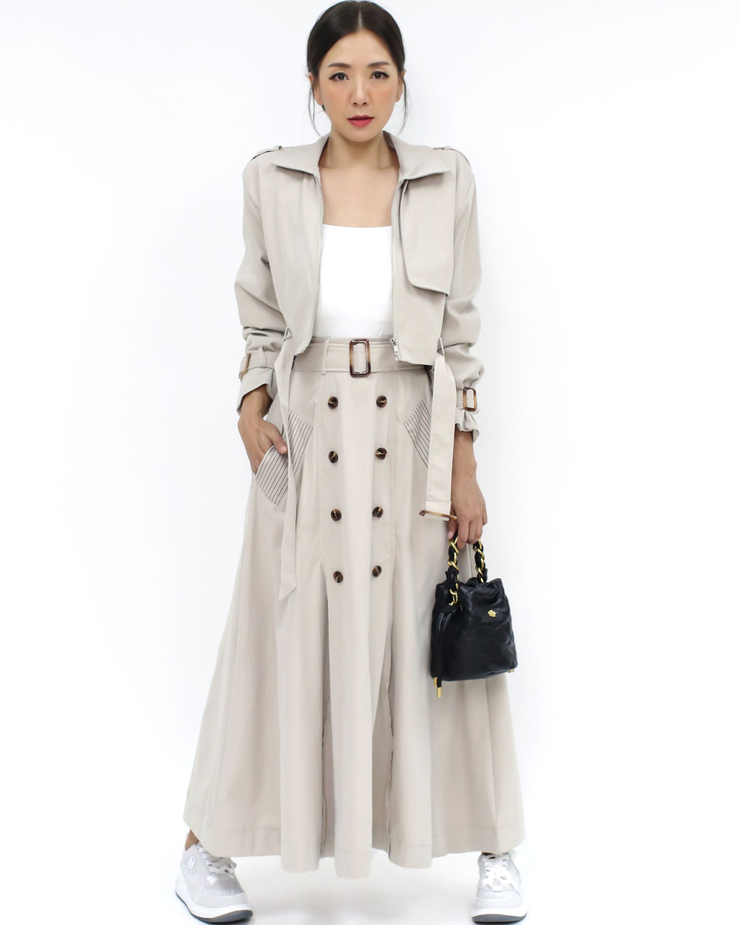 ivory cropped jacket & flare skirt set *pre-order *pre-order*