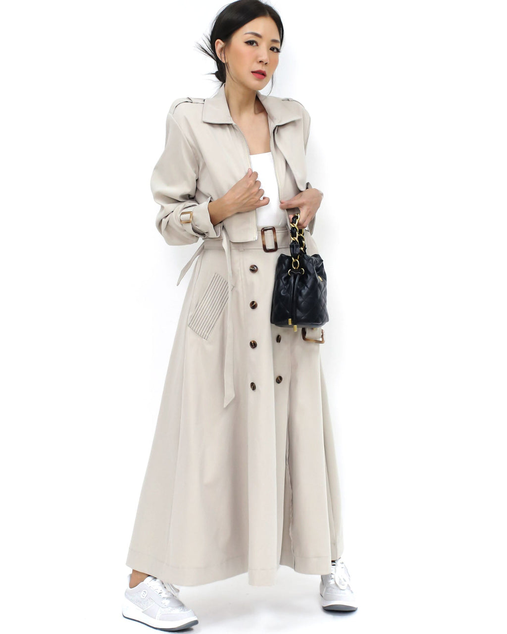 ivory cropped jacket & flare skirt set *pre-order *pre-order*