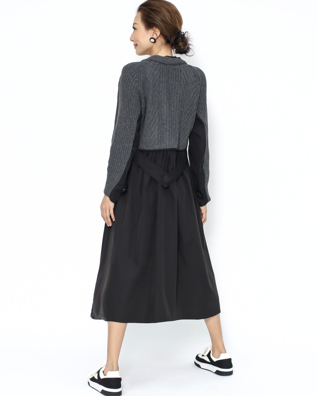 black shirt & grey knitted vest dress *pre-order*