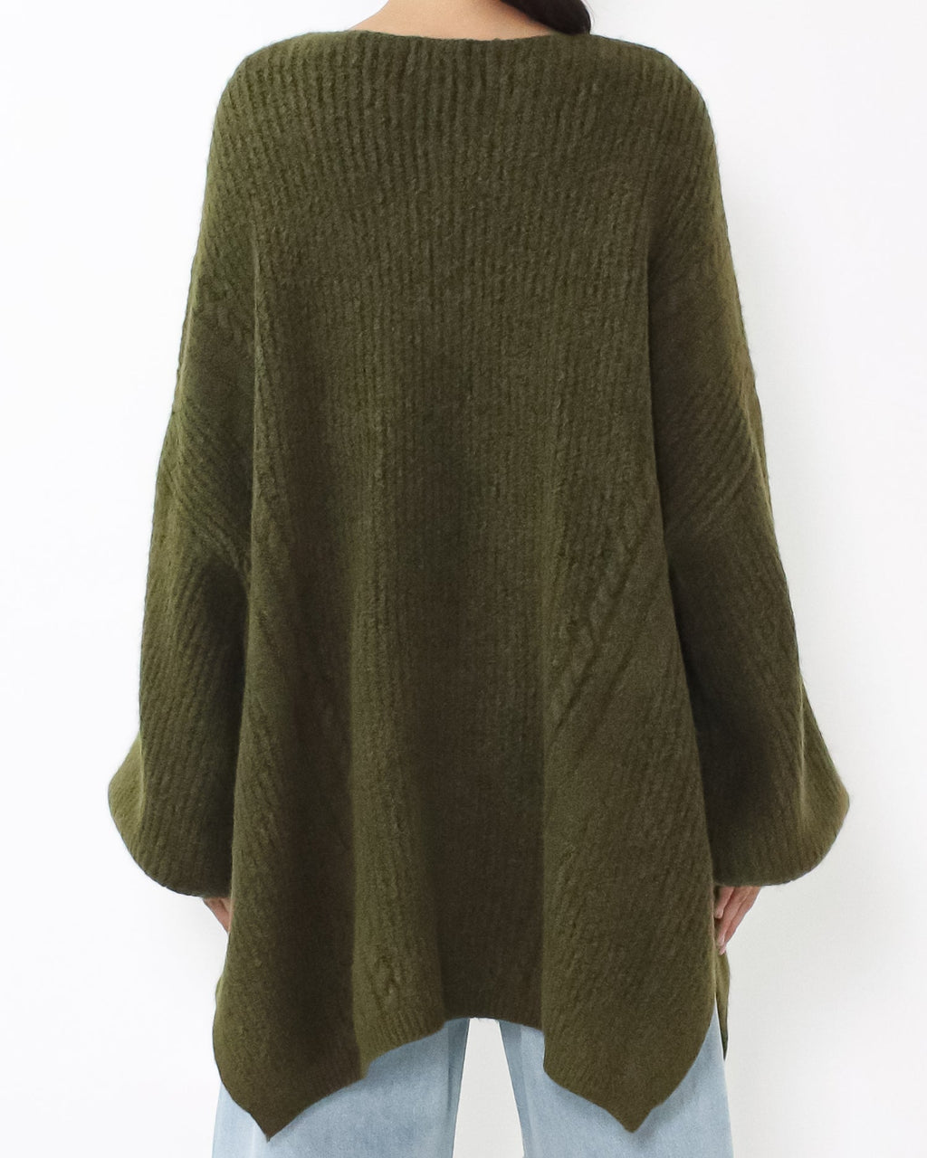 green twisted knitted longline top