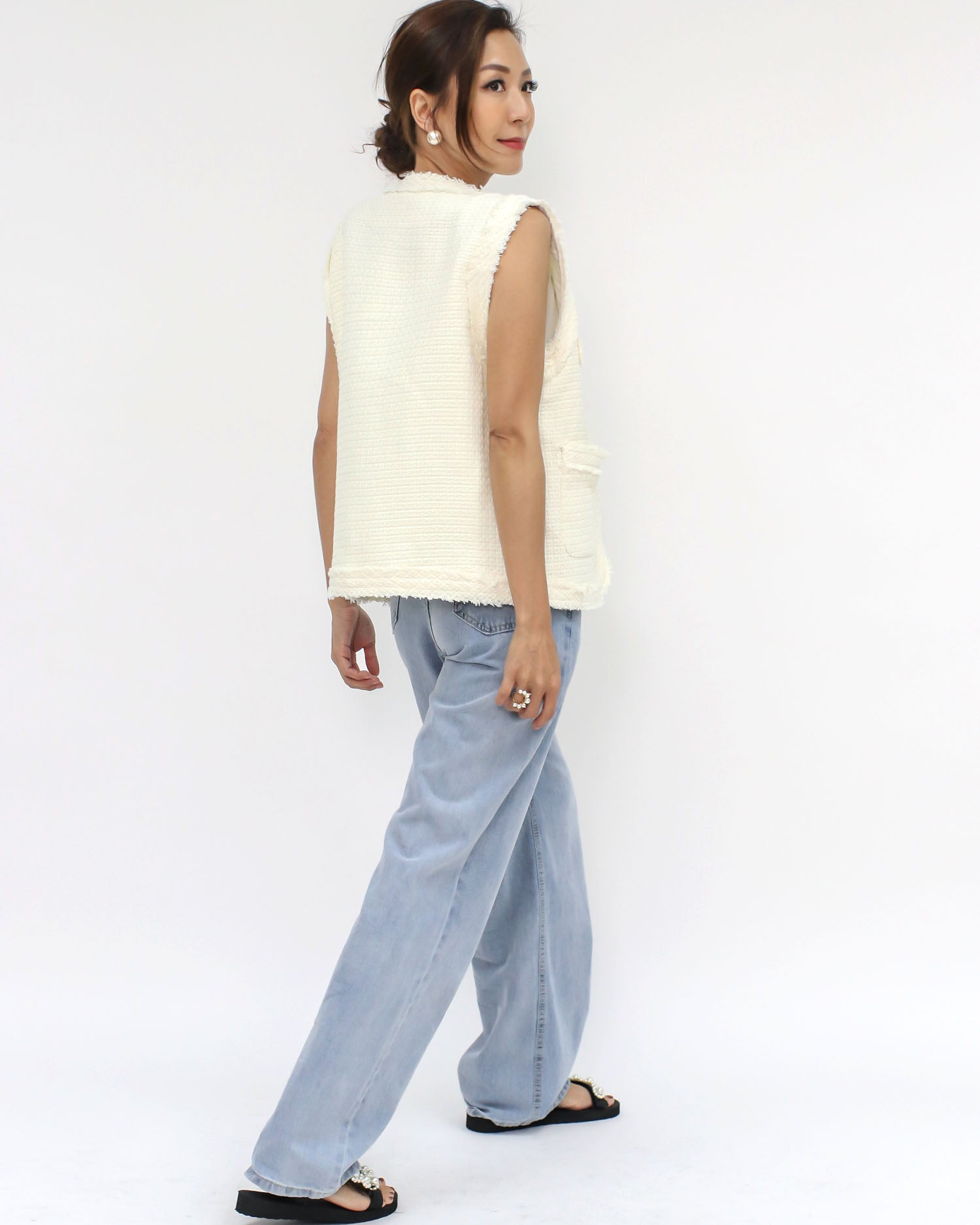 ivory tweed vest jacket *pre-order*