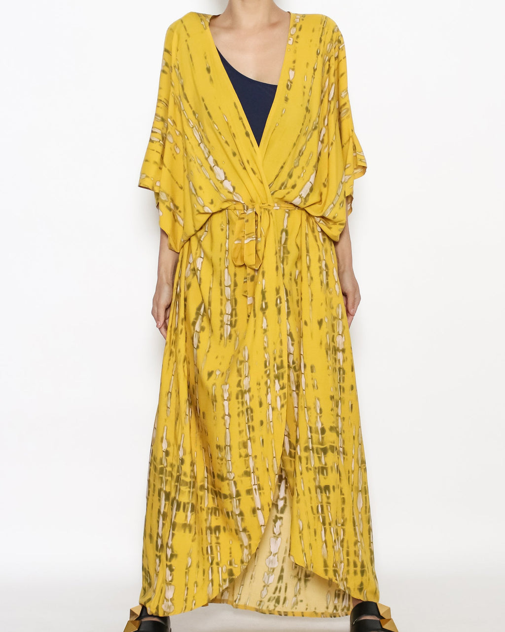 yellow printed slinky cover-up kimono *pre-order*
