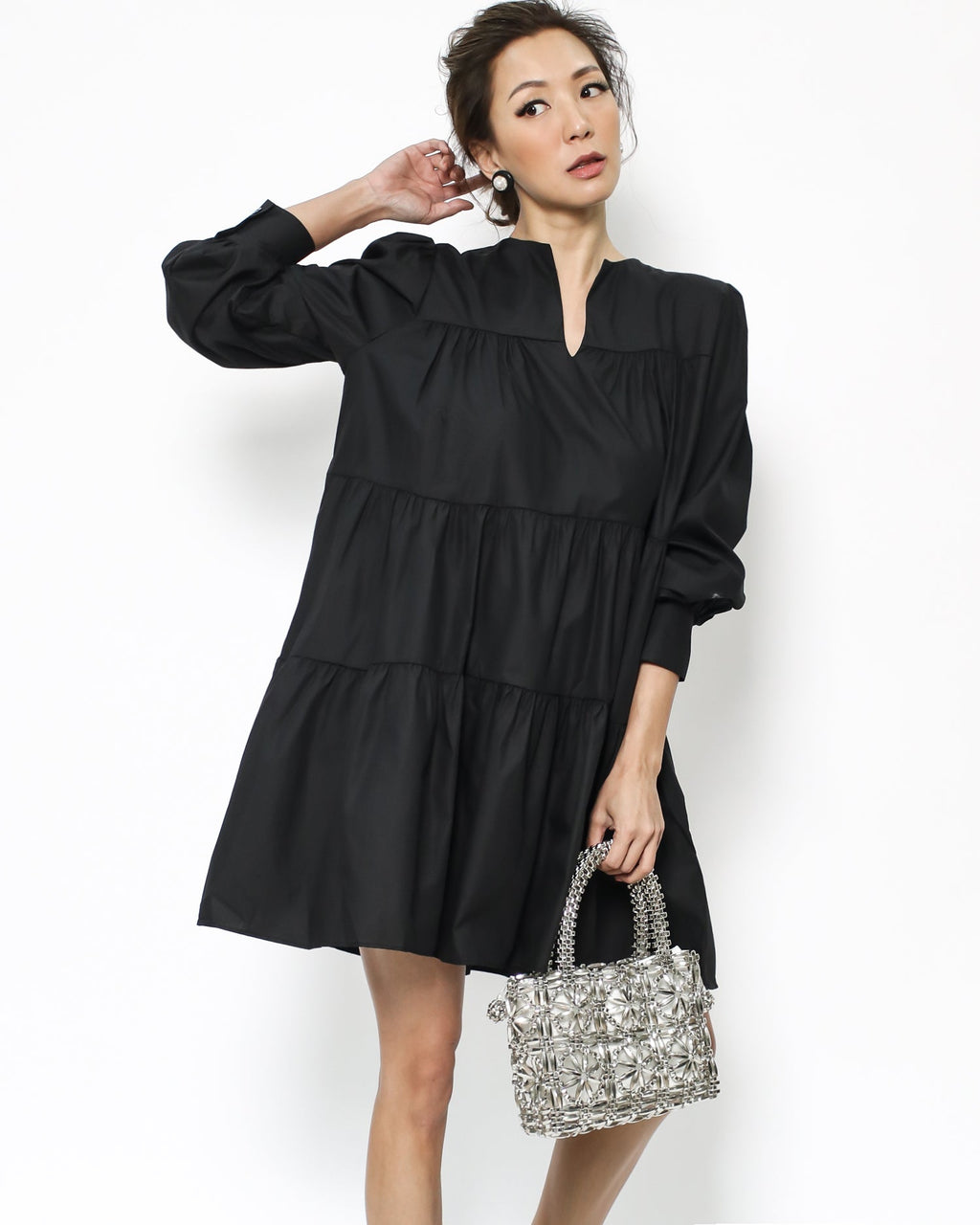 black flare shirt dress *pre-order*