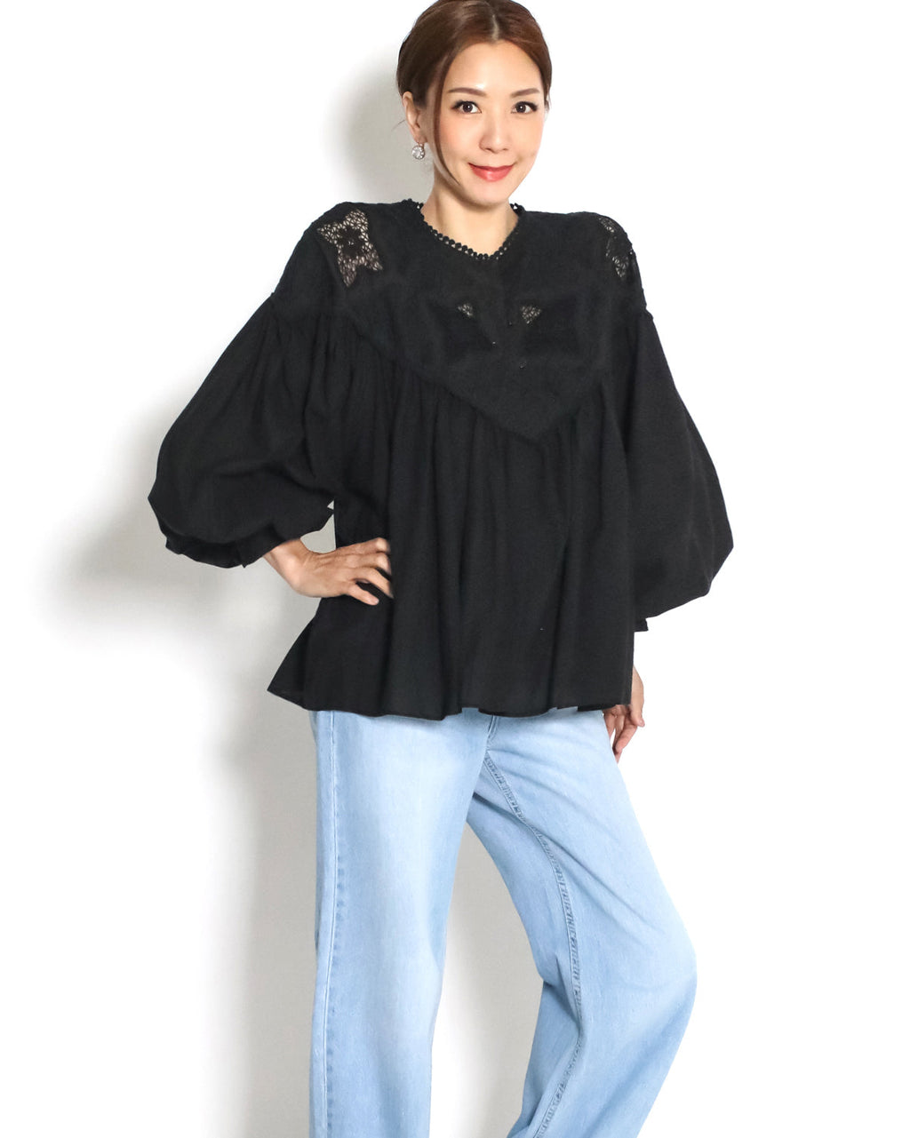 black crochet shirt top *pre-order*