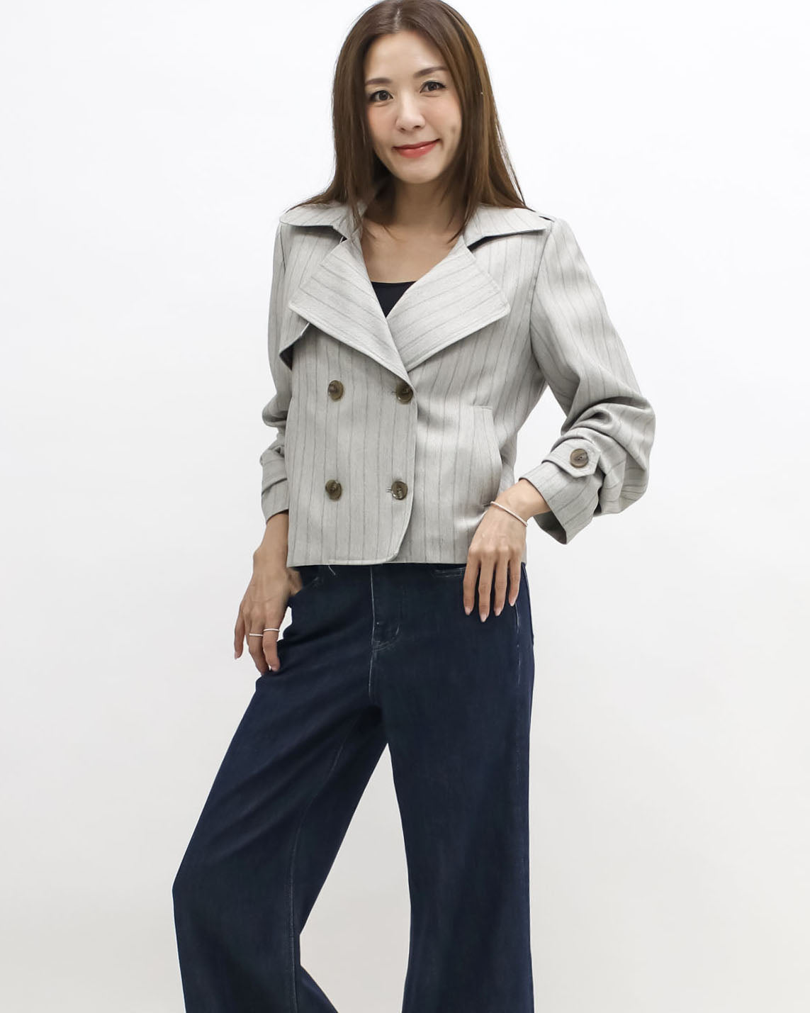 beige stripes blazer jacket *pre-order*