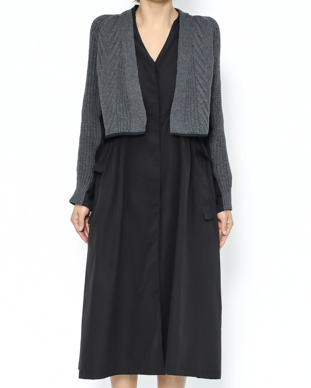 black shirt & grey knitted vest dress *pre-order*
