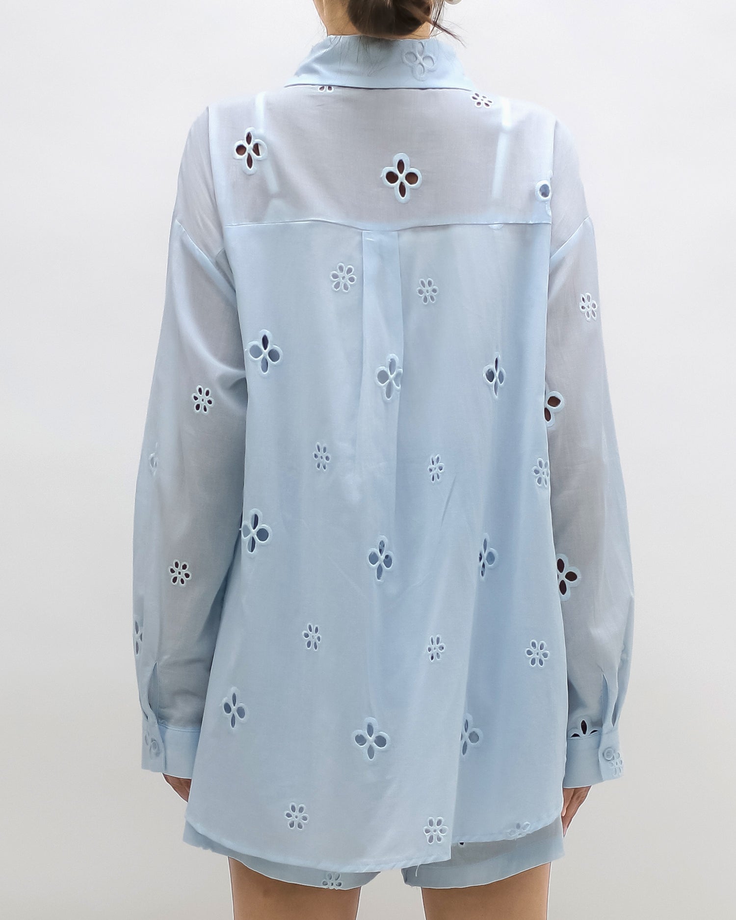 blue crochet soft fabric shirt & shorts w/ slip set *pre-order*