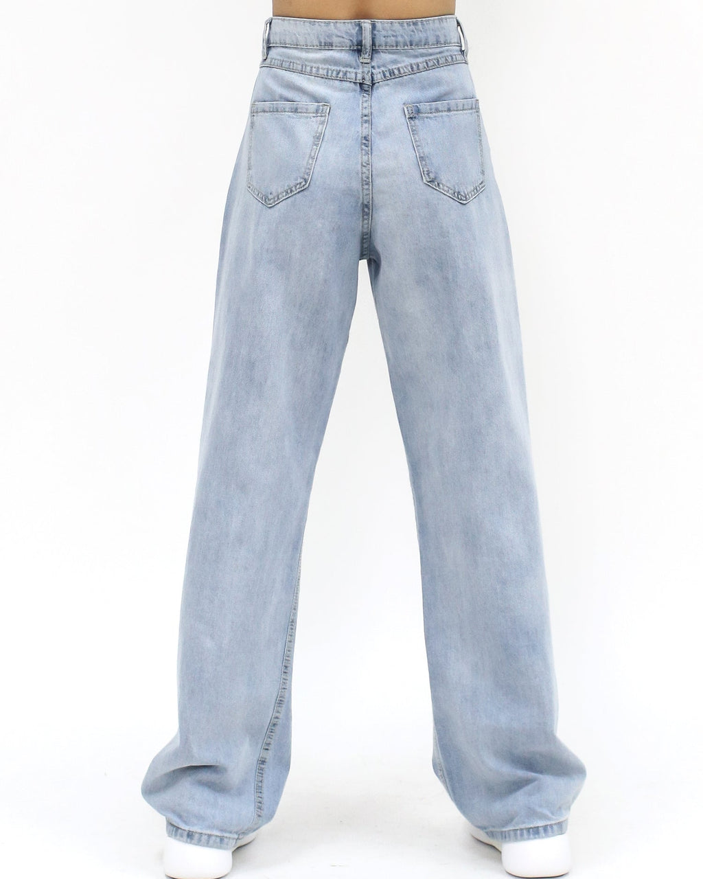 light blue denim straight legs jeans-S