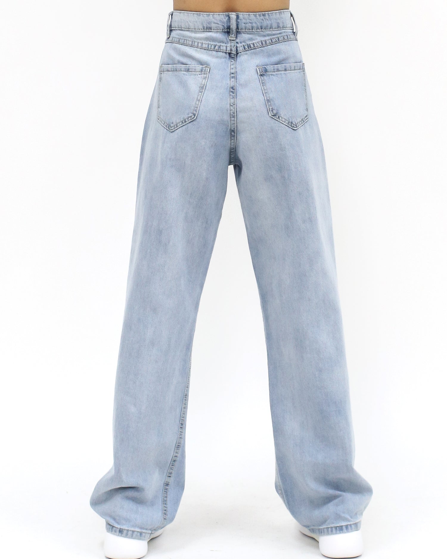 light blue denim straight legs jeans-S