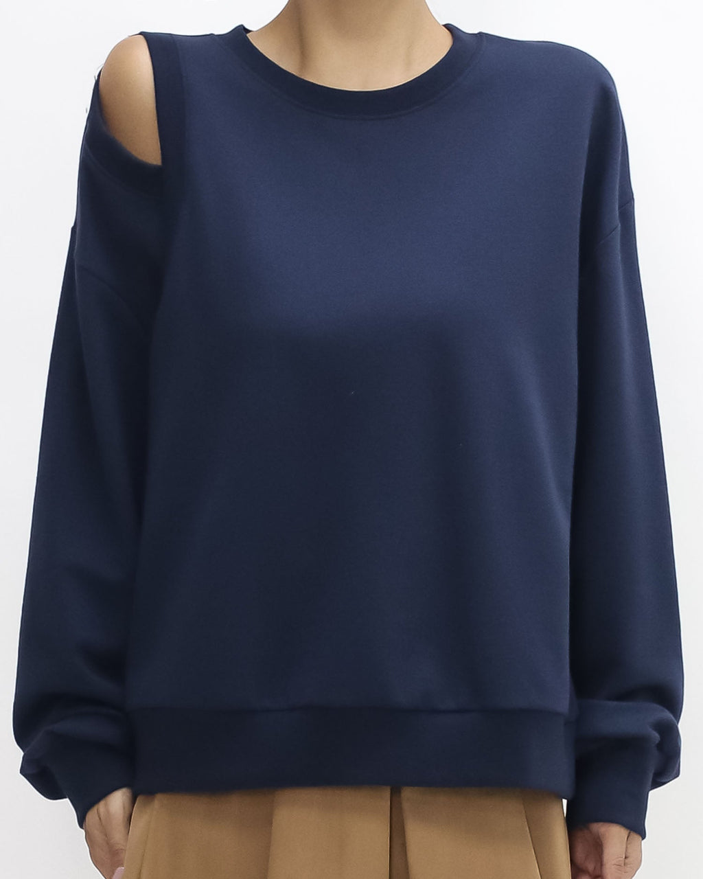 navy cutout shoulder sweatshirt *pre-order*