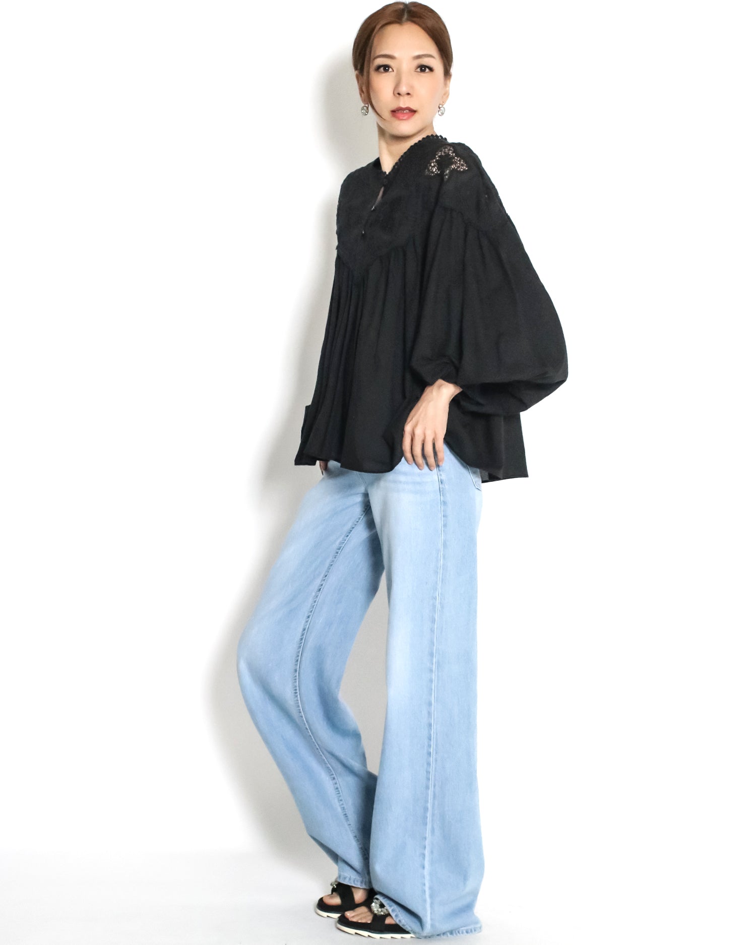 black crochet shirt top *pre-order*