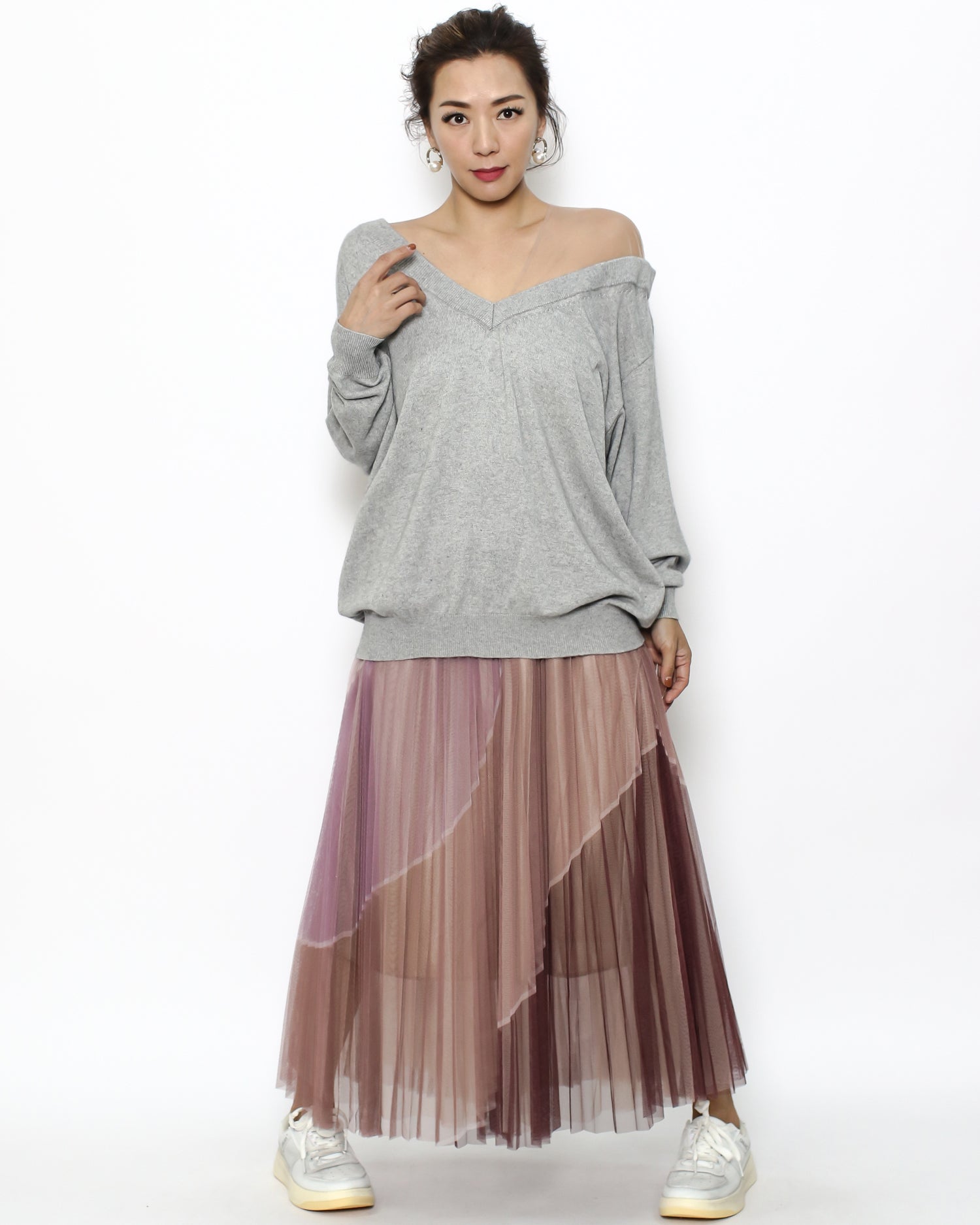 rose pink nude mesh skirt *pre-order*