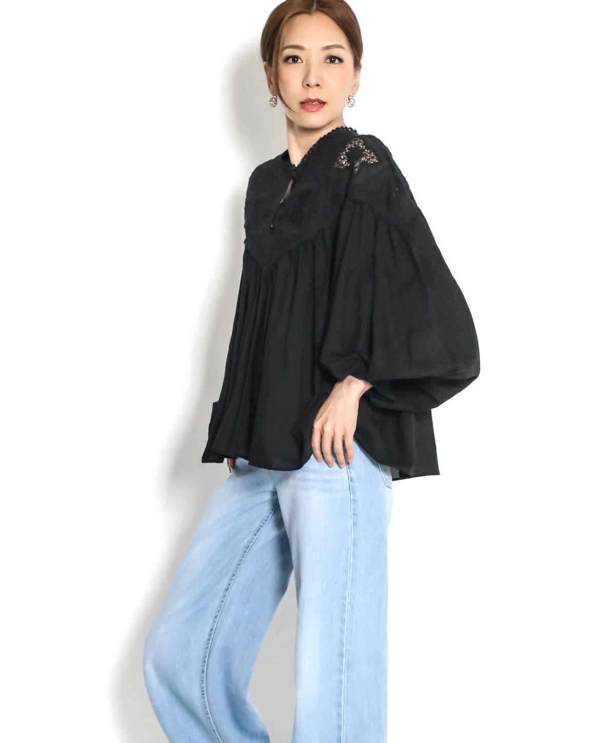 black crochet shirt top *pre-order*