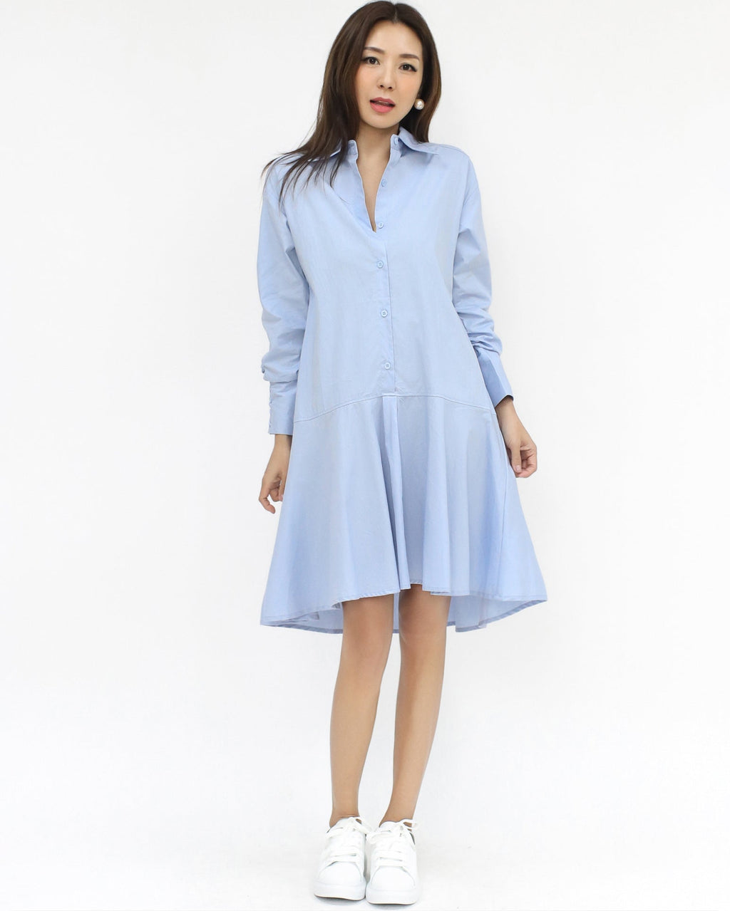blue flare shirt dress *pre-order*