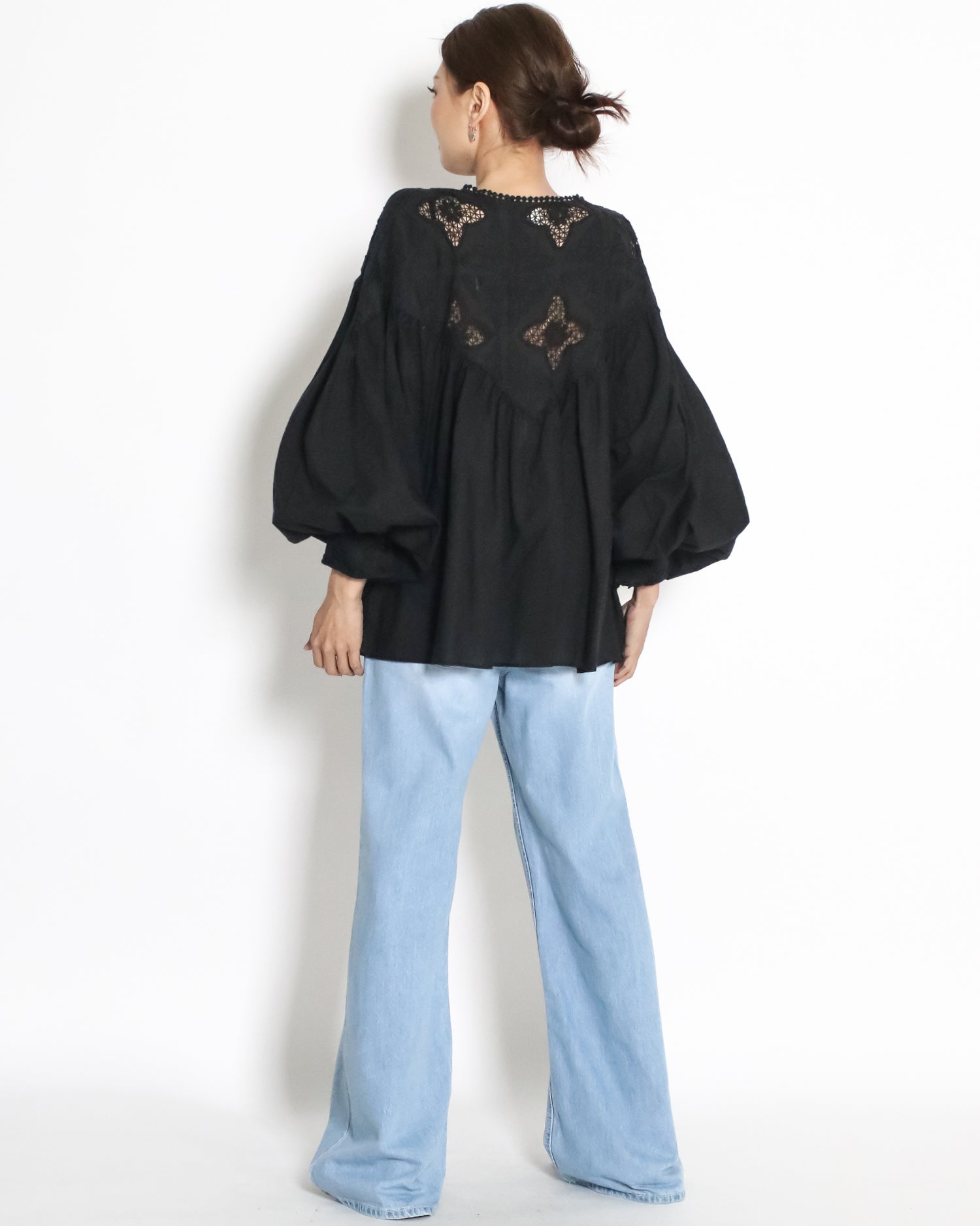 black crochet shirt top *pre-order*