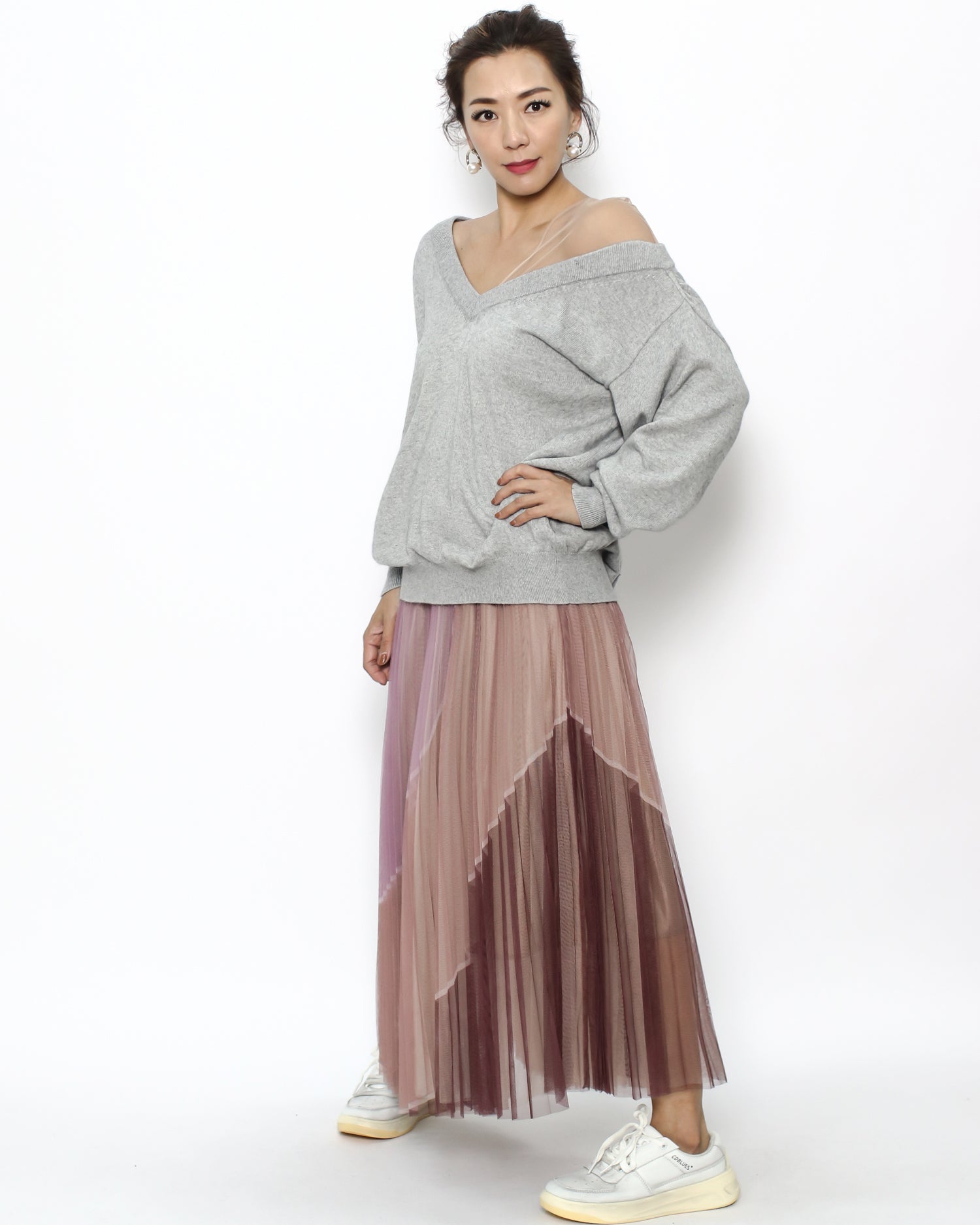 rose pink nude mesh skirt *pre-order*