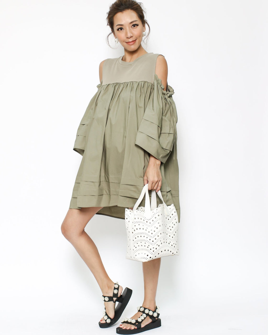 ivory PU leather laser cut tote bag *pre-order*