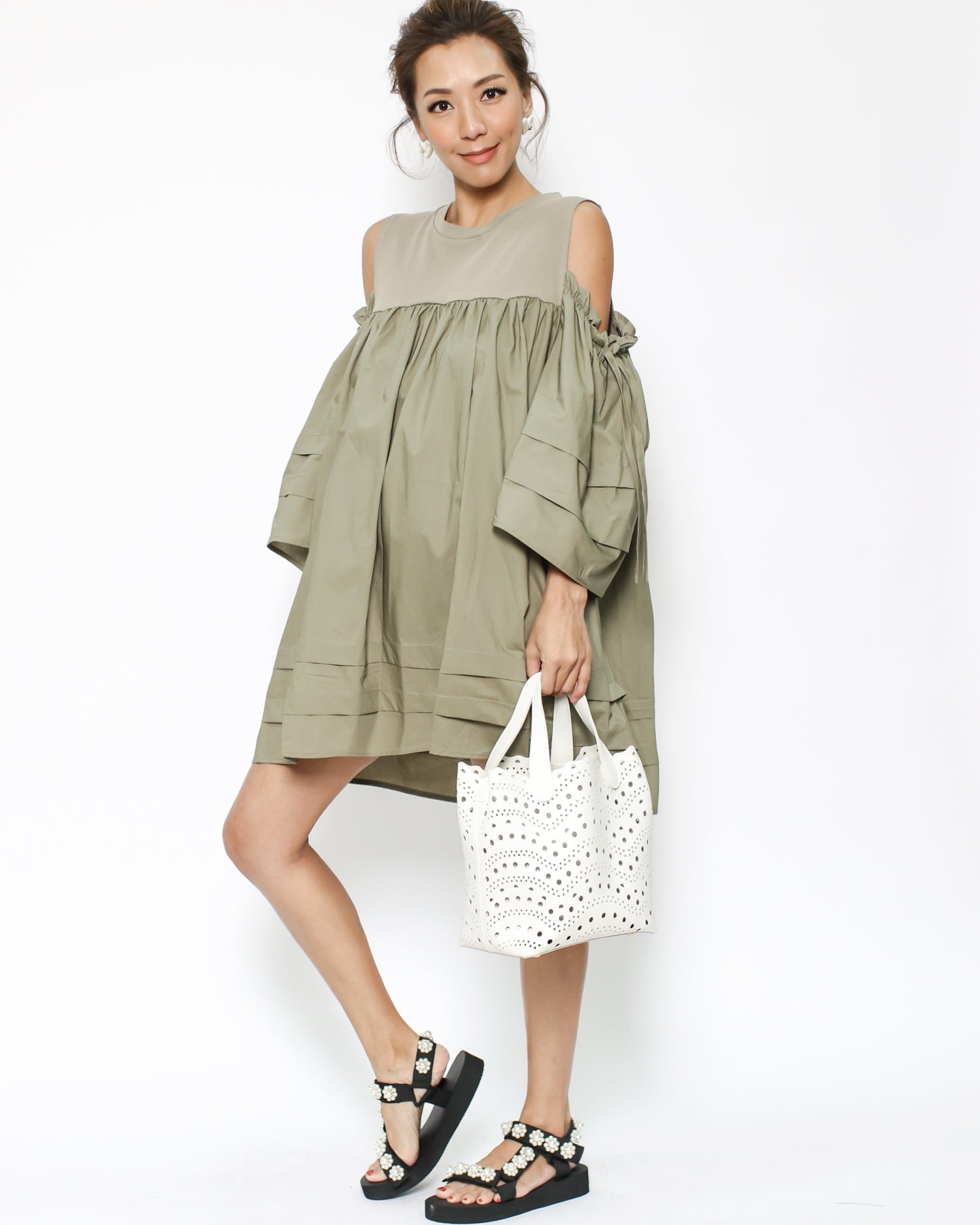 ivory PU leather laser cut tote bag *pre-order*