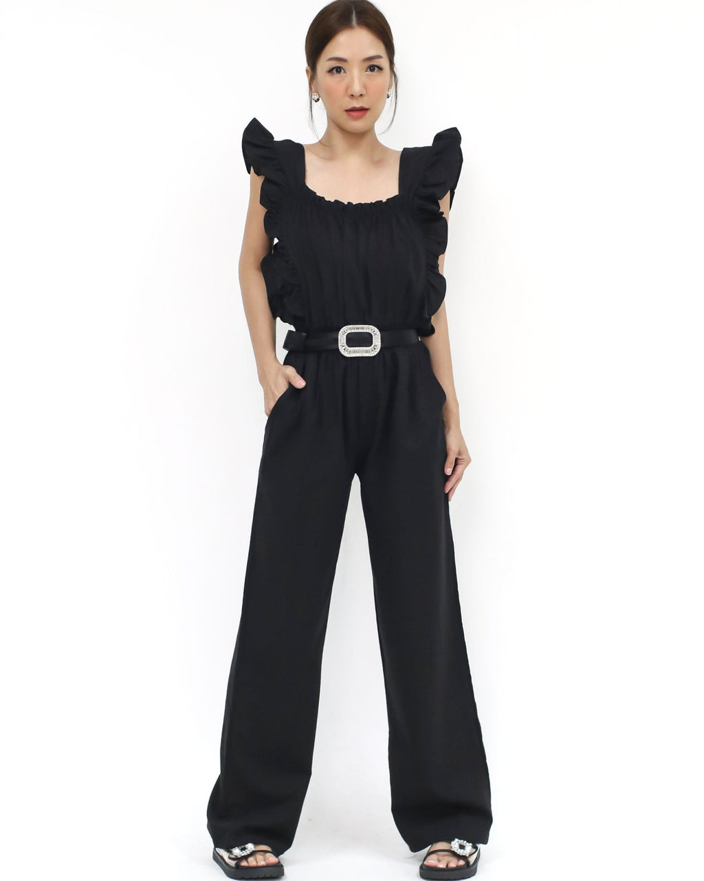 black satin diamond buckle belt *pre-order*