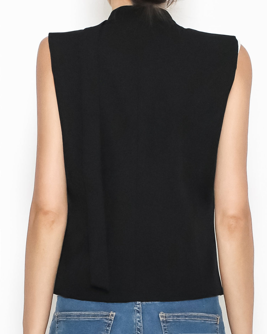 black lace hem with wrap neckline vest blazer *pre-order*