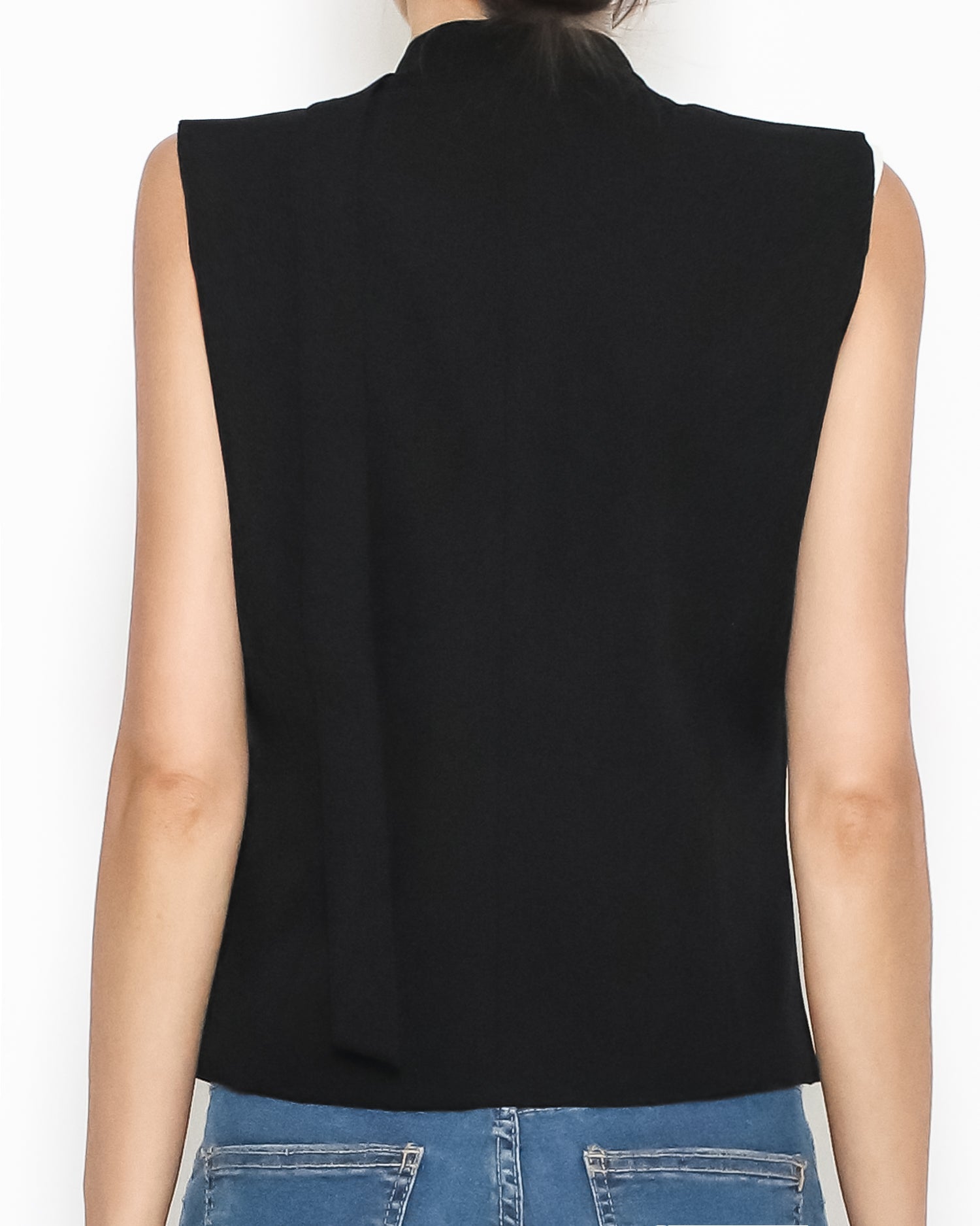 black lace hem with wrap neckline vest blazer *pre-order*