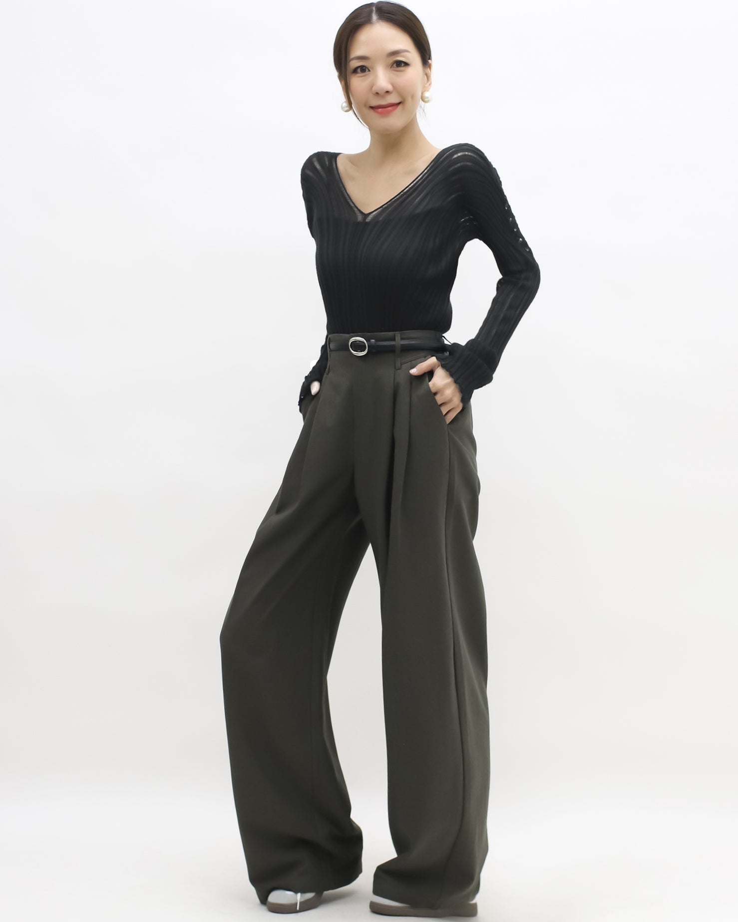 brown green curve pants *pre-order*