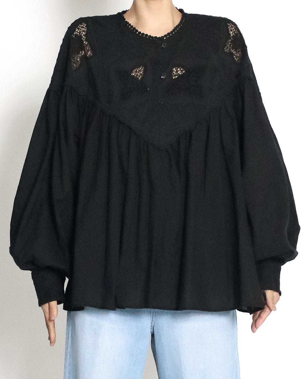 black crochet shirt top *pre-order*