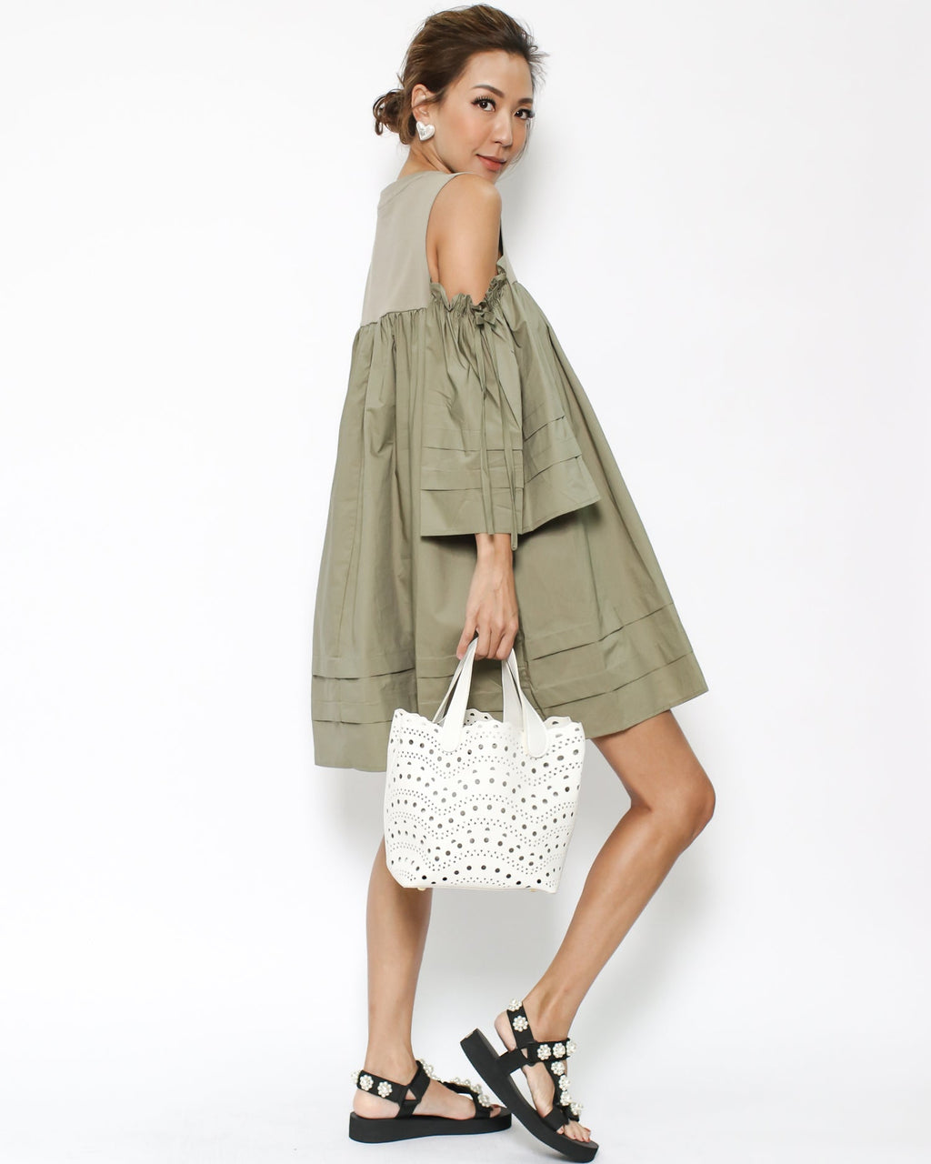 ivory PU leather laser cut tote bag *pre-order*