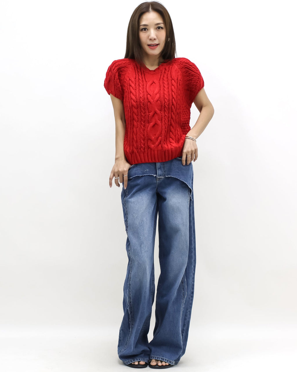 red twisted knitted top