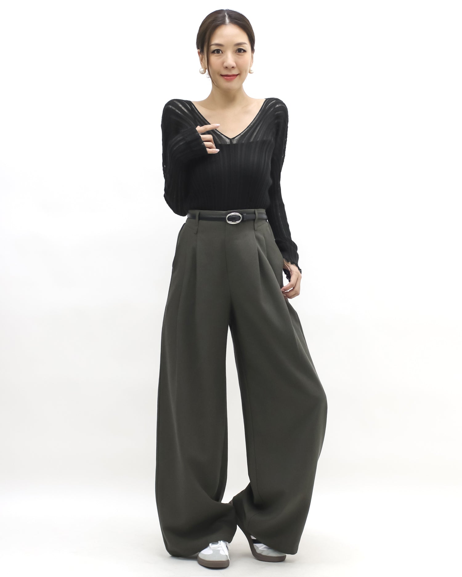 brown green curve pants *pre-order*