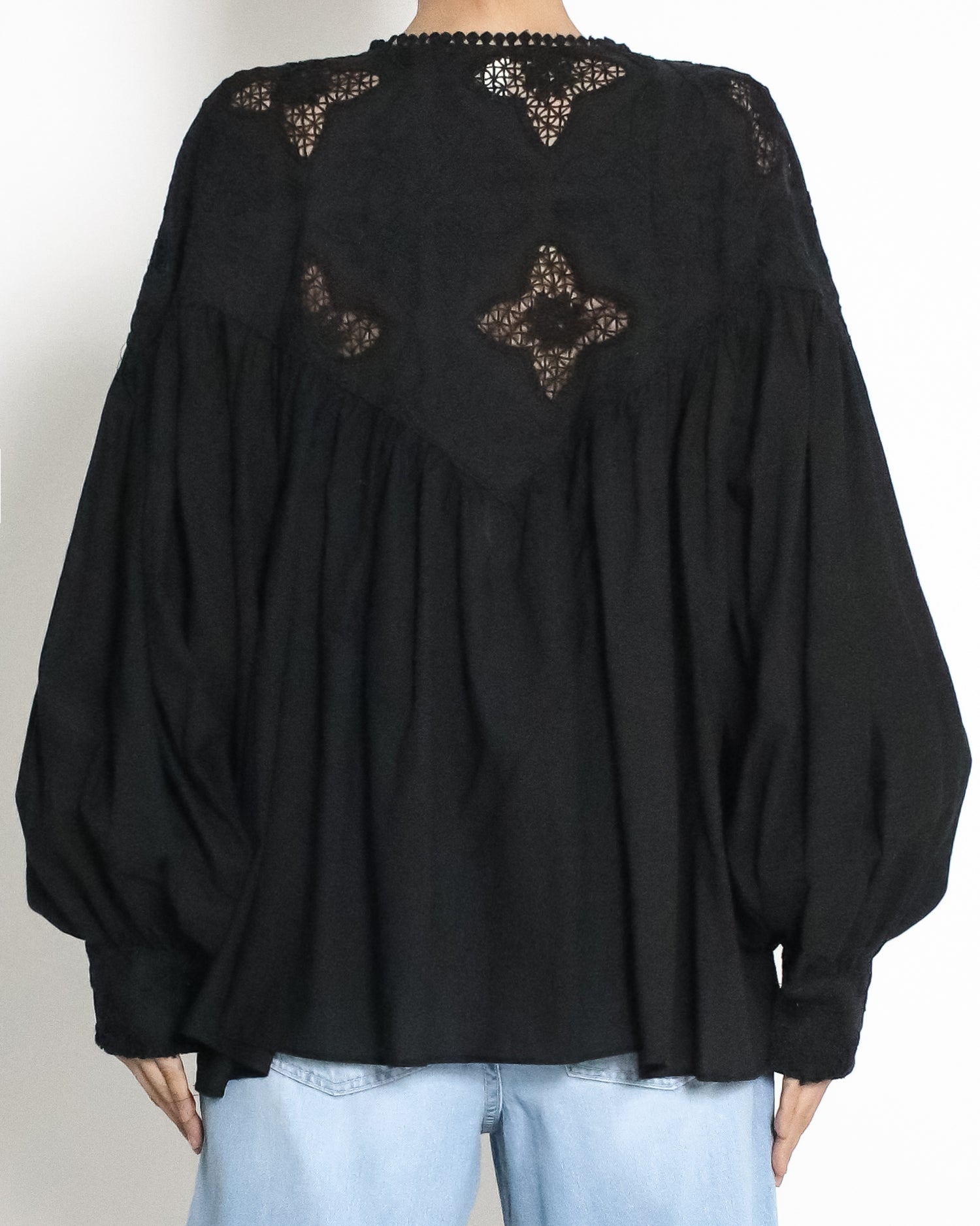 black crochet shirt top *pre-order*