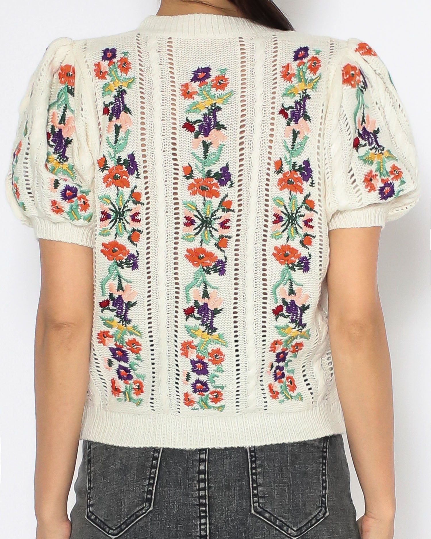 ivory flowers knitted top *pre-order*