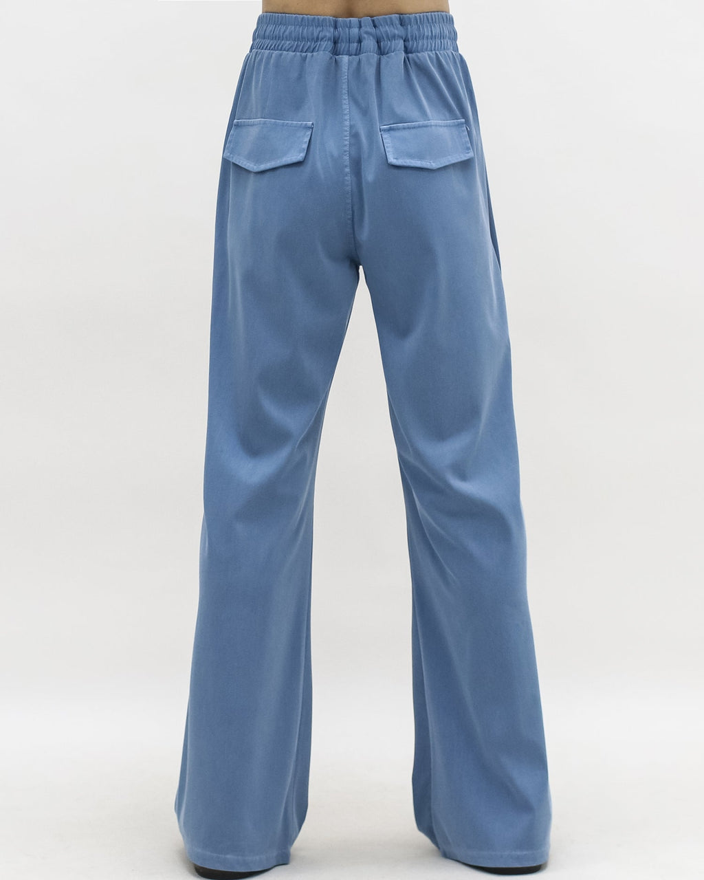 blue soft denim straight leg pants
