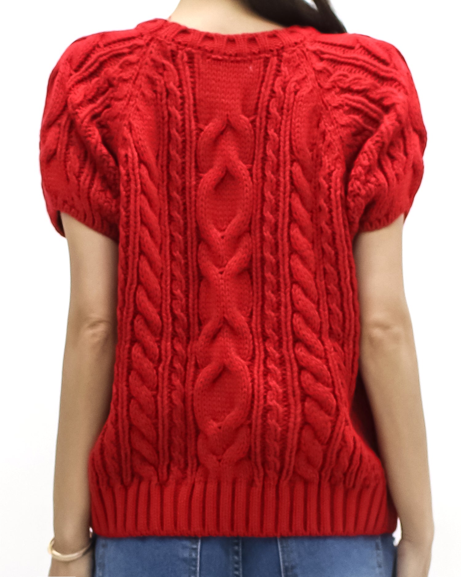 red twisted knitted top
