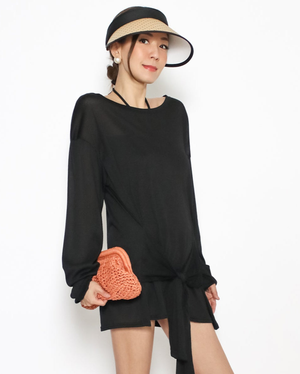 beige straw w/ polka dots visor hat *pre-order*