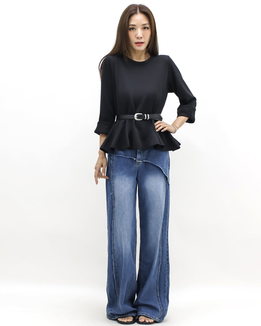 black sweat flare top *pre-order*