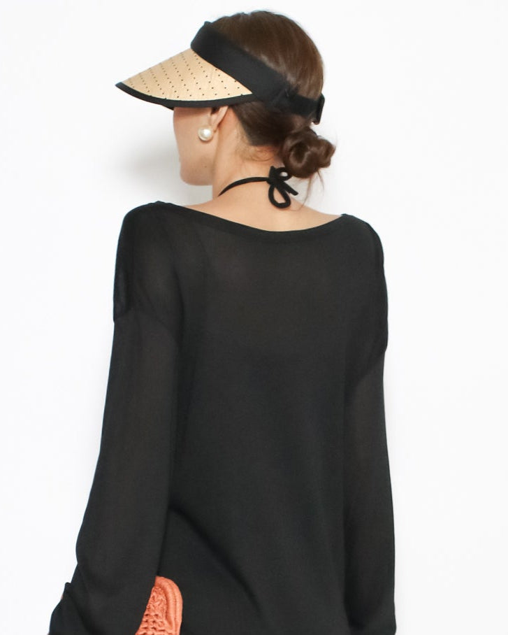 beige straw w/ polka dots visor hat *pre-order*