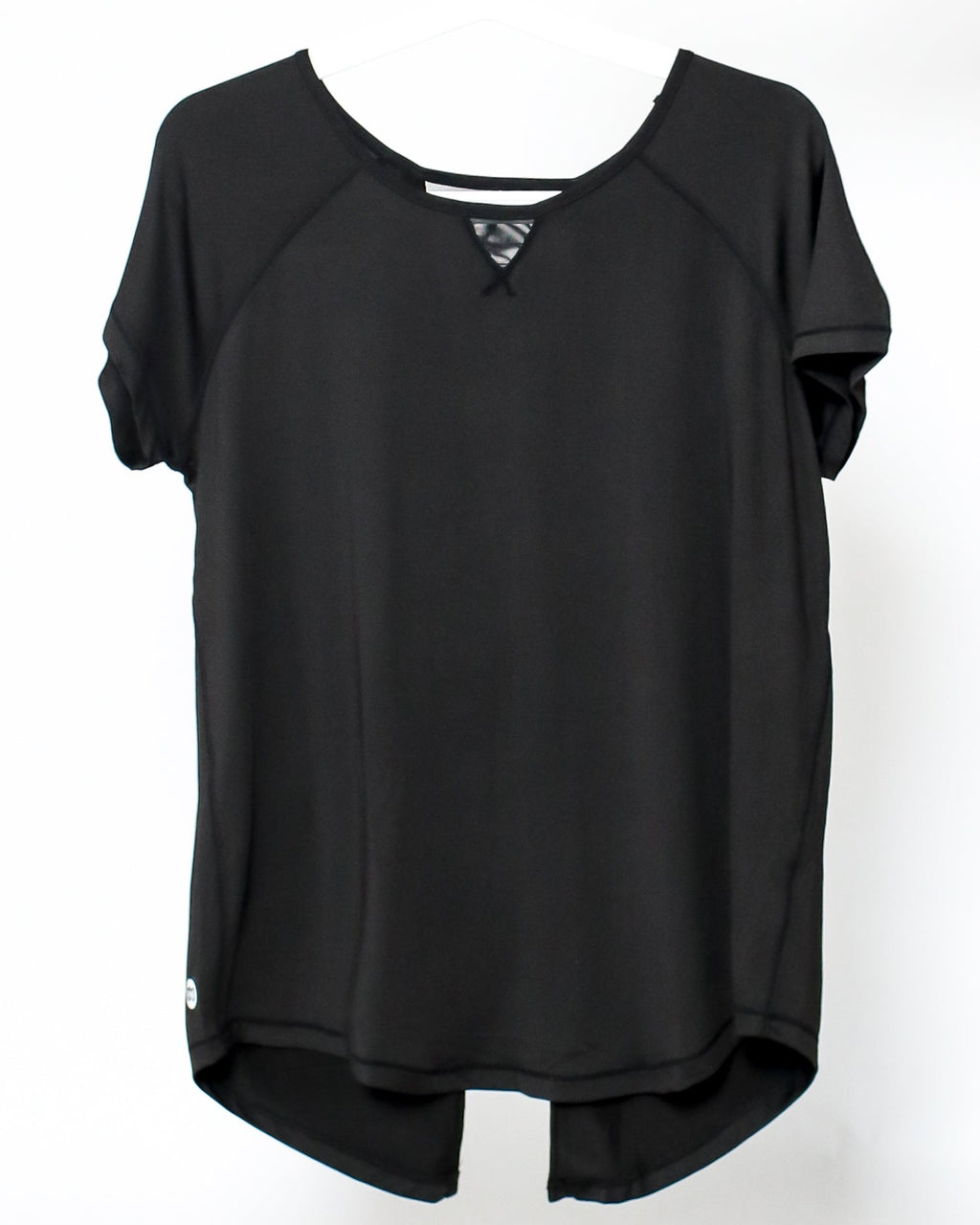 black mesh back asymmetric hem sporty tee *pre-order*