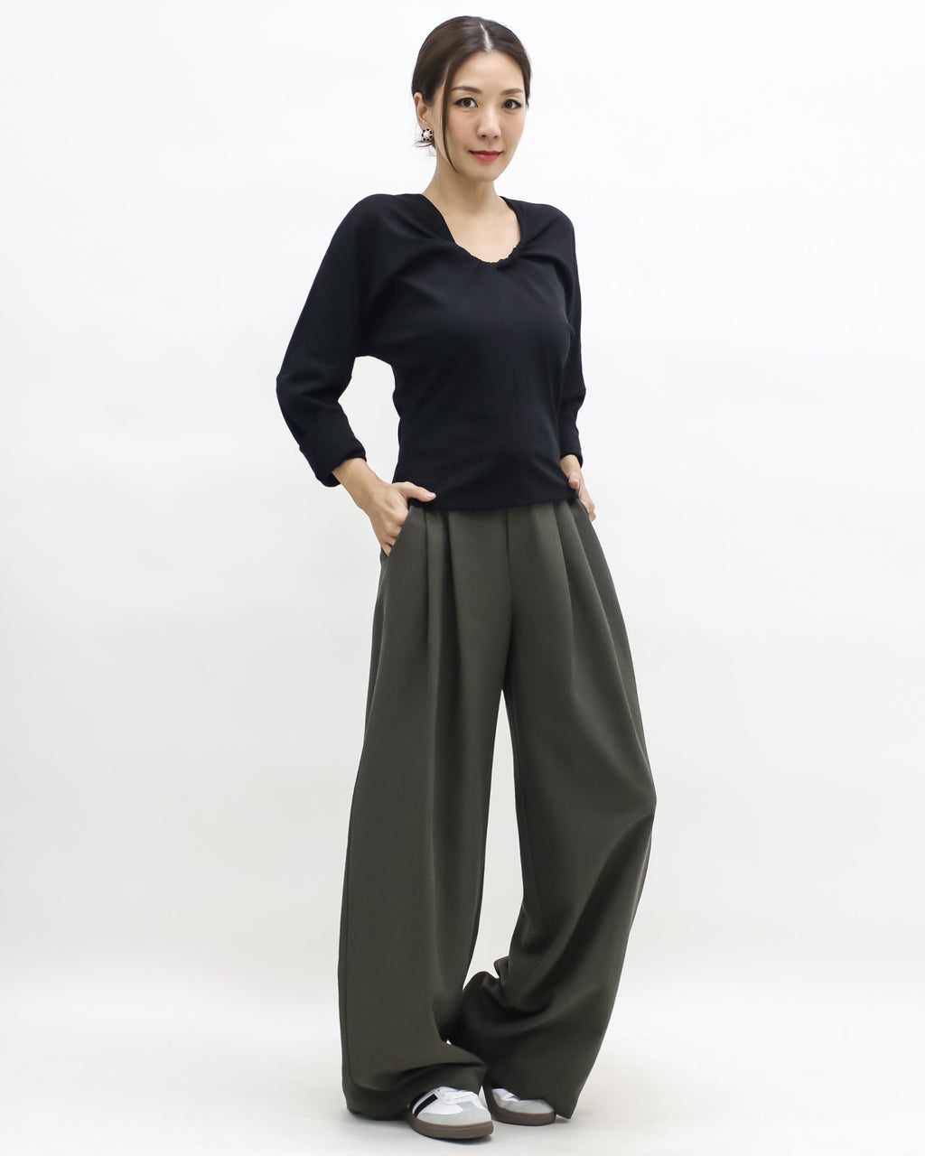 brown green curve pants *pre-order*