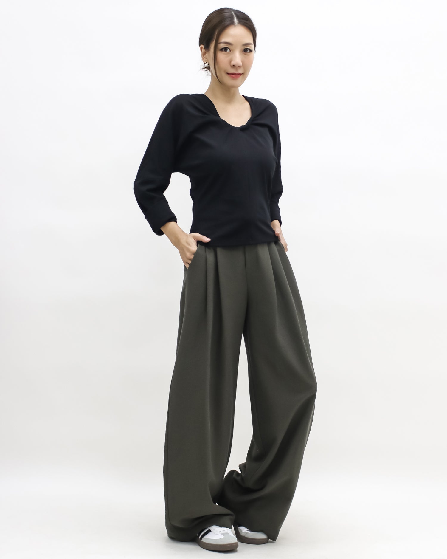 brown green curve pants *pre-order*