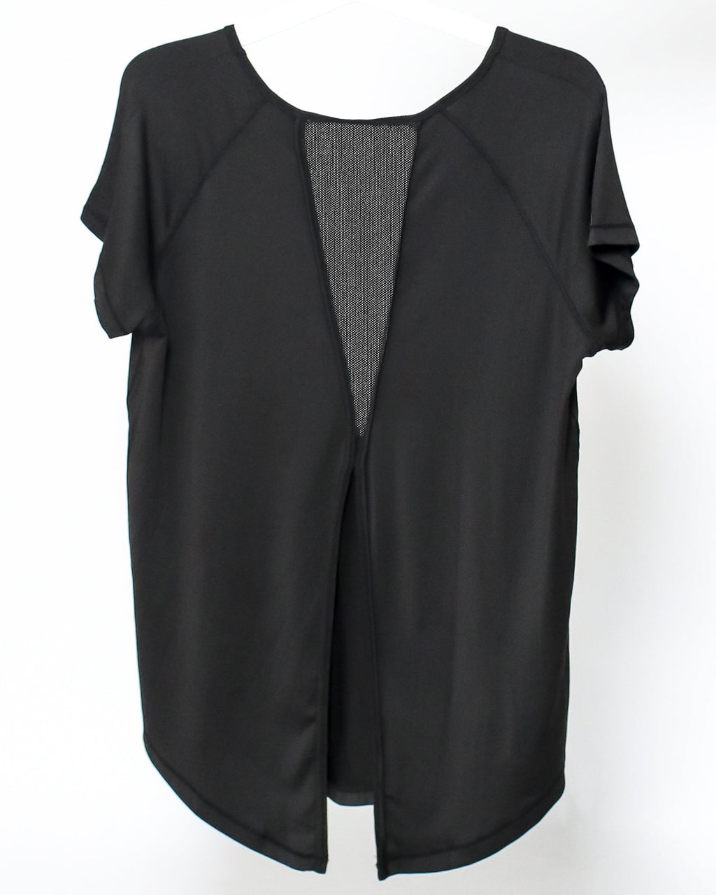 black mesh back asymmetric hem sporty tee *pre-order*