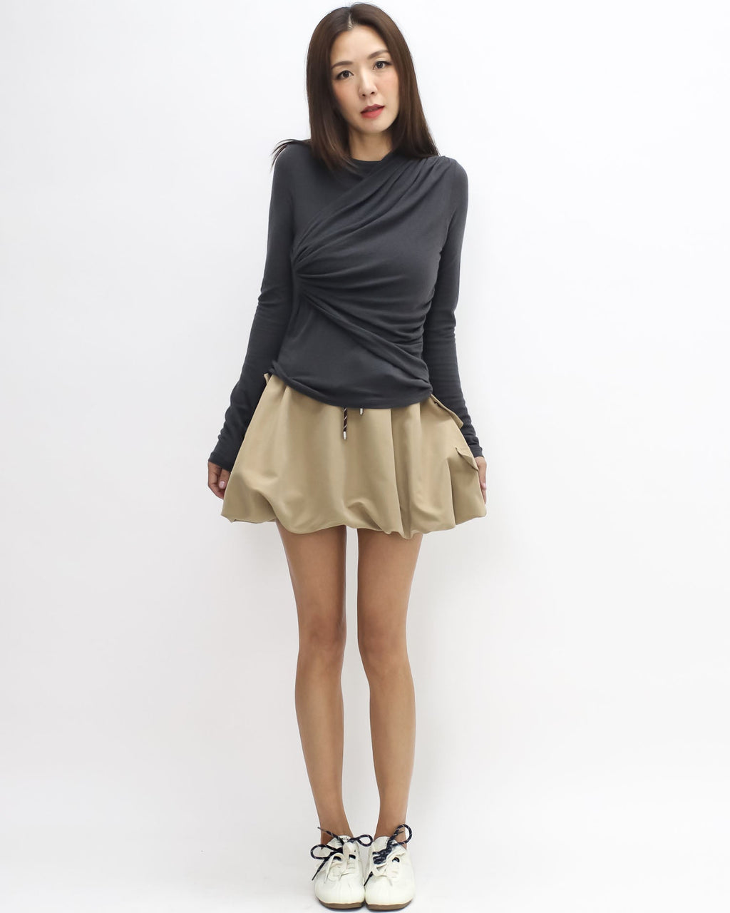 beige pockets balloon skorts *pre-order*