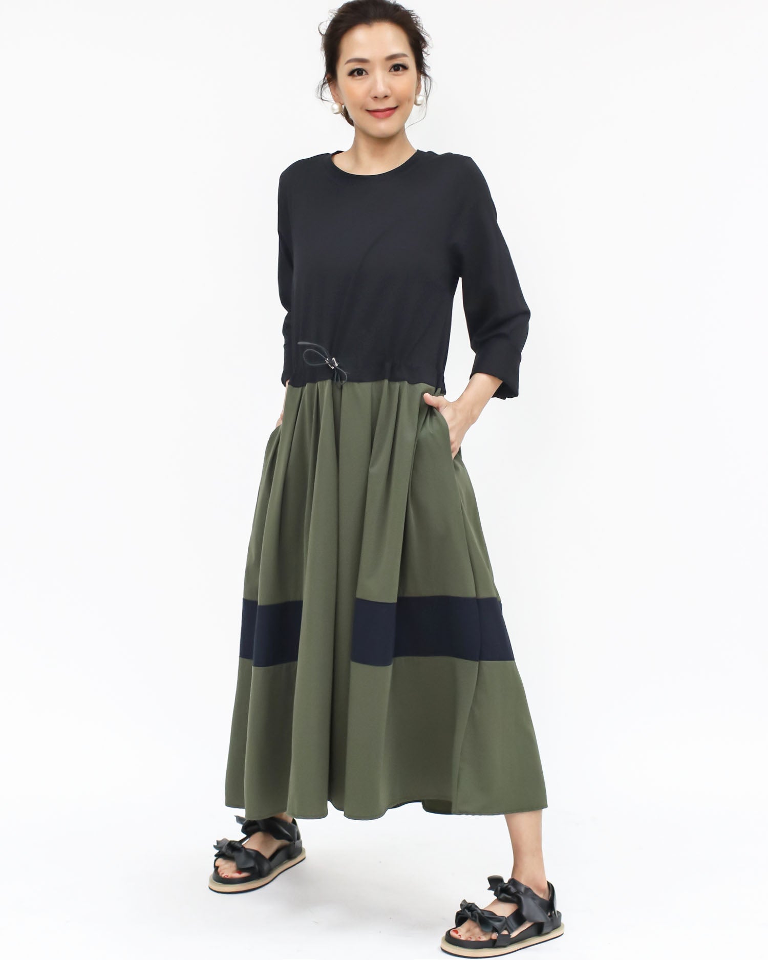 black PU leather bows sandals - 40