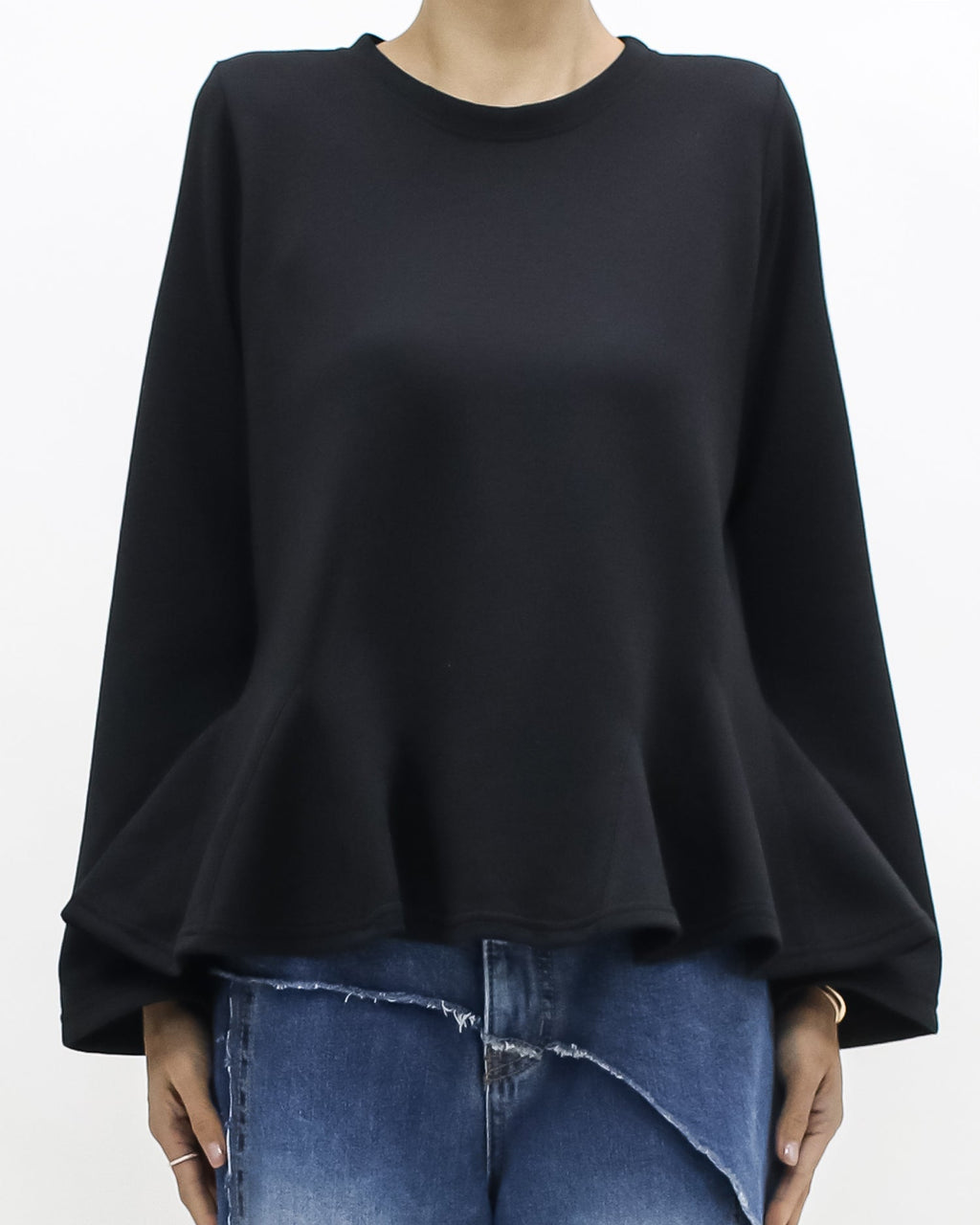 black sweat flare top *pre-order*