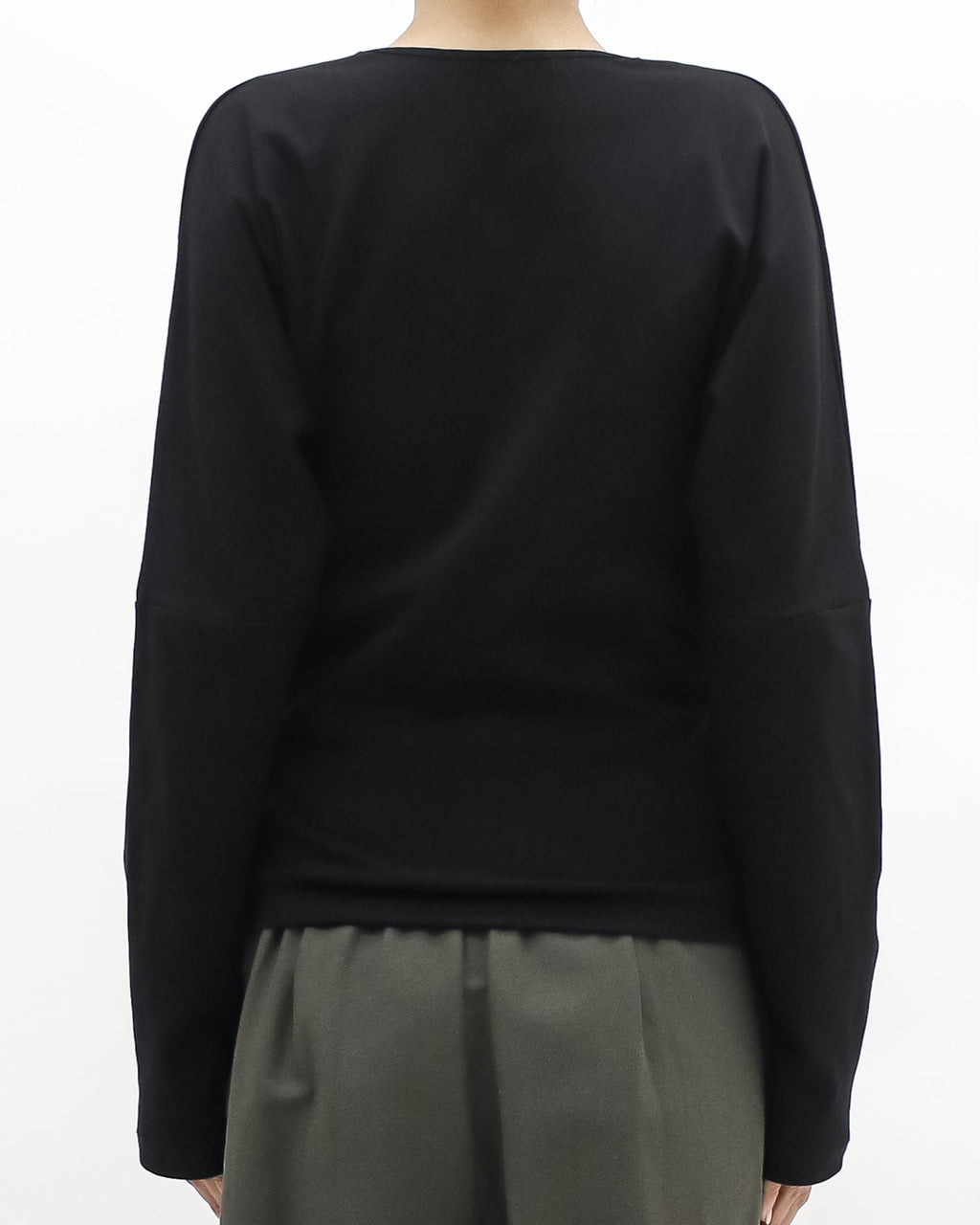 black twisted neckline tee